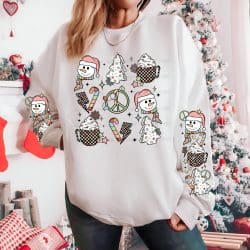 Retro Snowmen Grid DTF Transfer (w/optional sleeve design)