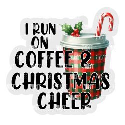 Alternative view of Run On Coffee And Christmas Acrylic Blank- Sticker- UV DTF (2.5 inch)