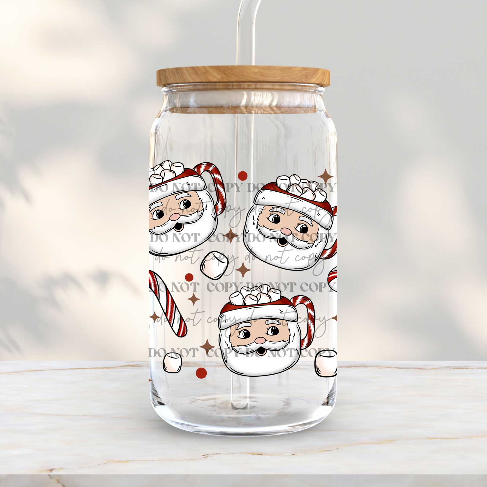 Santa Mug (Light Skin) UV DTF Can Wrap