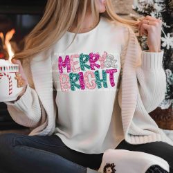 Sequin Merry And Bright DTF Transfer