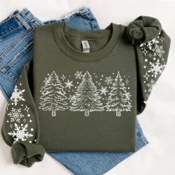 Snowy Trees DTF Transfer (w/optional sleeve design)