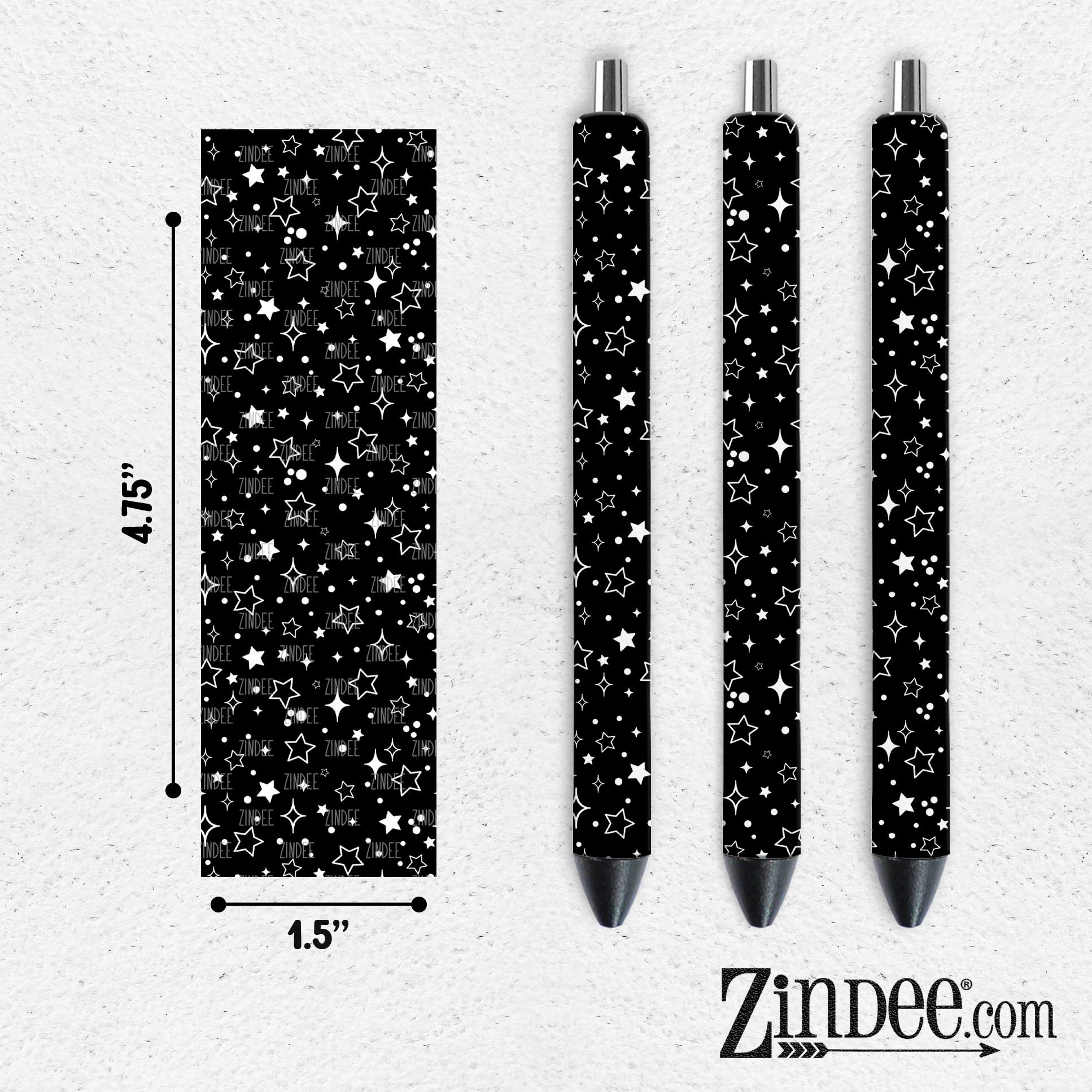 White Sketch Stars VINYL Pen Wrap