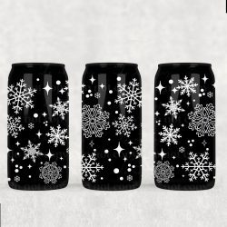 White Snowflake UV DTF Can Wrap