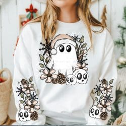 Cottagecore Christmas Ghost DTF Transfer (w/optional sleeve design)