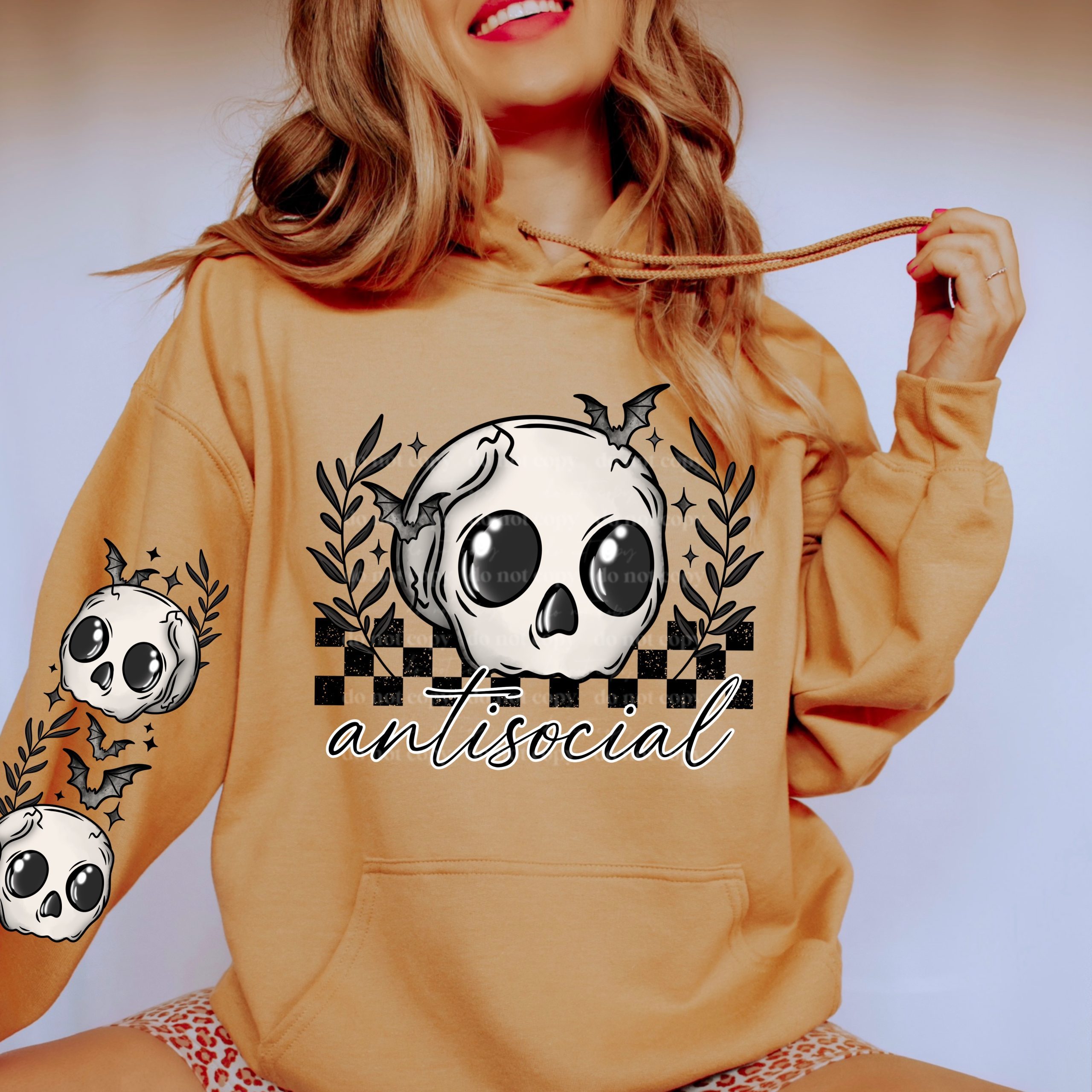 Antisocial Skellie DTF Transfer (w/optional sleeve design)