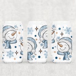 Blue Snowman UV DTF Can Wrap