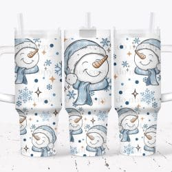 Blue Snowman UV DTF Tumbler Wrap 40oz