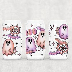 Boo Pink Ghost UV DTF Can Wrap
