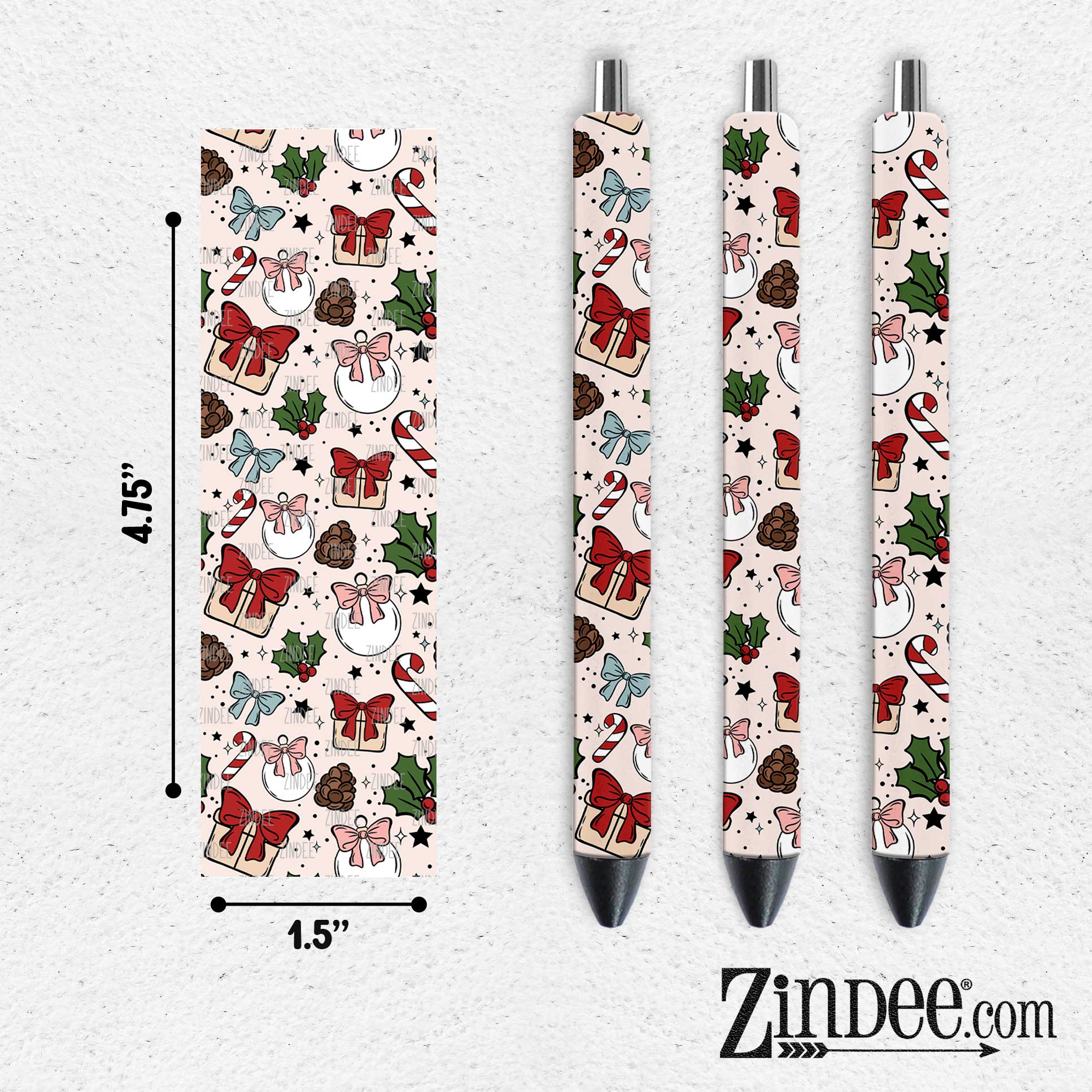 Christmas Doodles Dark VINYL Pen Wrap