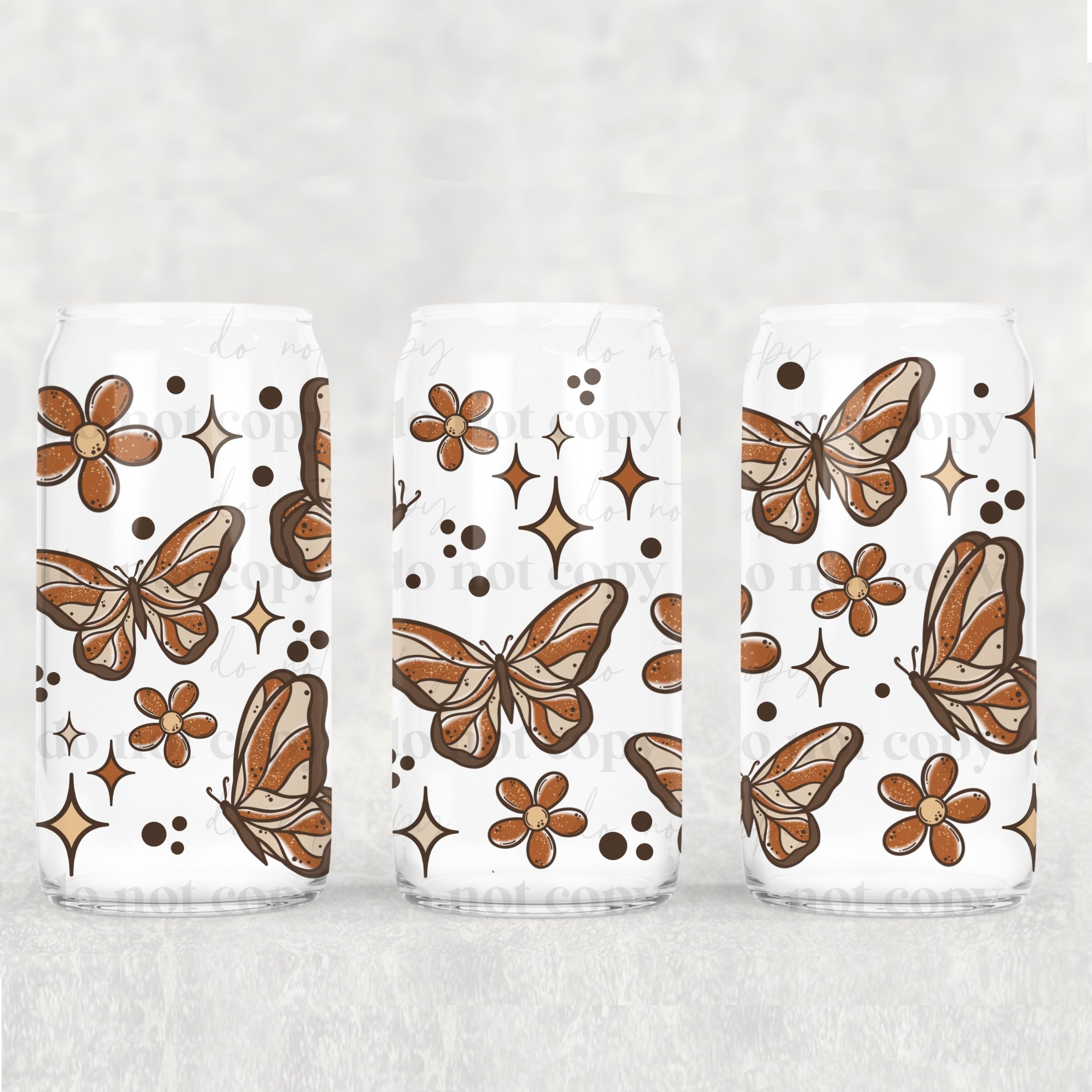 Starry Fall Butterflies UV DTF Can Wrap