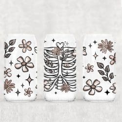 Floral Rib Cage UV DTF Can Wrap