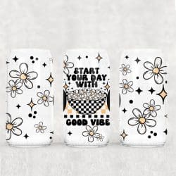 Good Vibes Daisy UV DTF Can Wrap