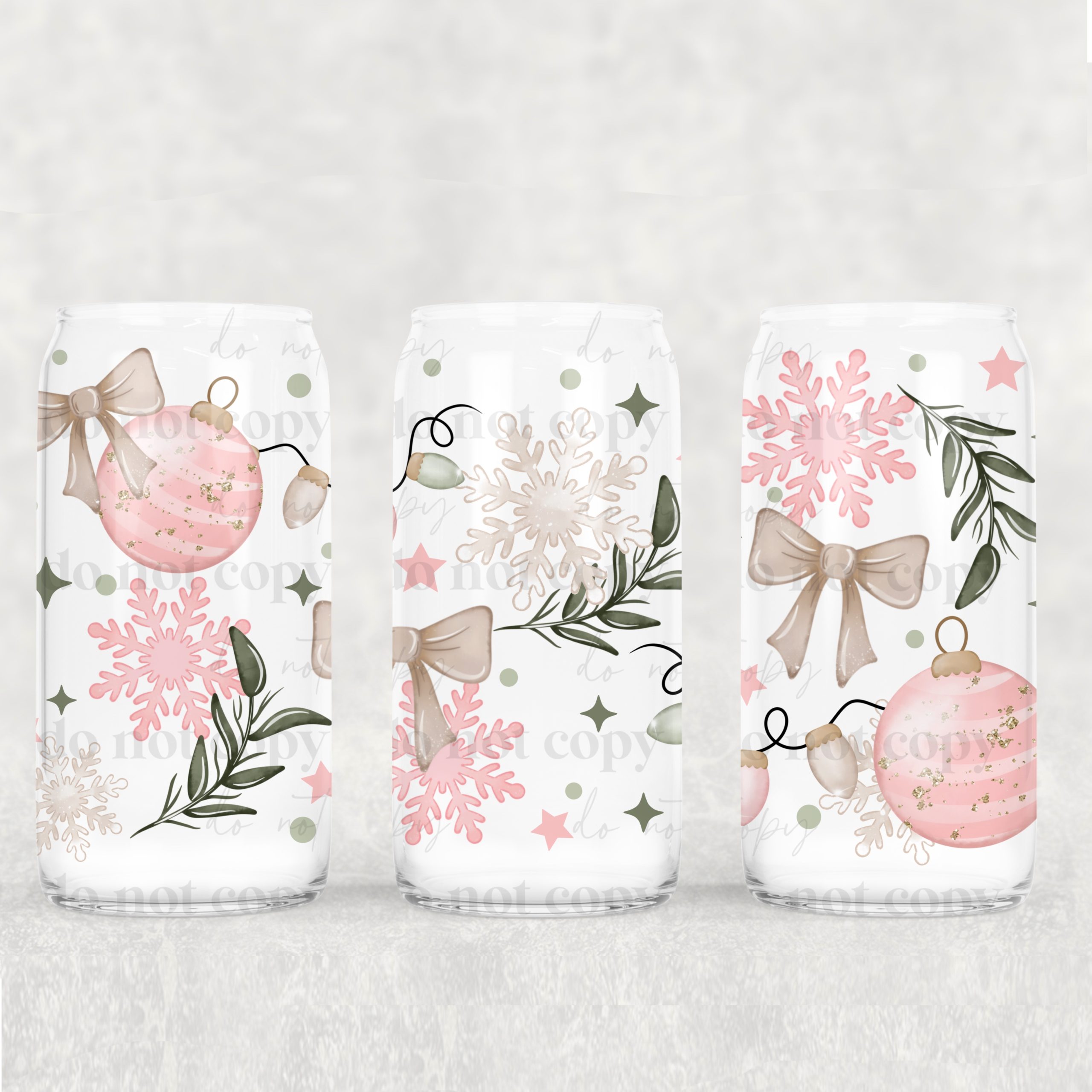 Pink Ornaments UV DTF Can Wrap