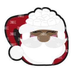 Santa Mug (Dark Skin) – Acrylic Badge Reel Blank (2") No Hole | Optional Sticker or UV DTF