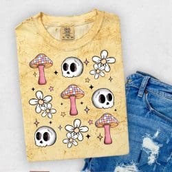 Shrooms Skull Grid DTF Transfer