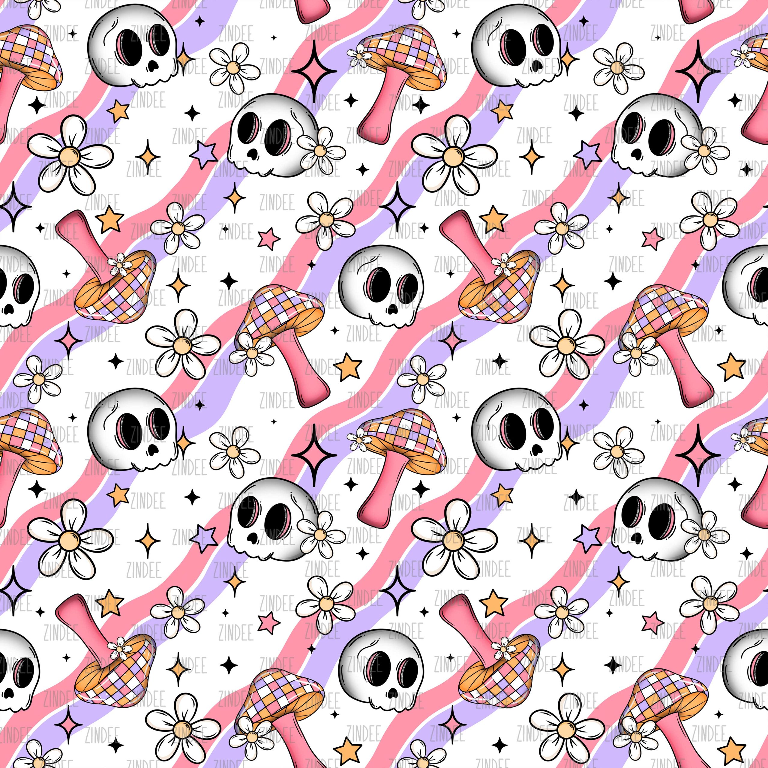 Shrooms Skull seamless (vinyl)