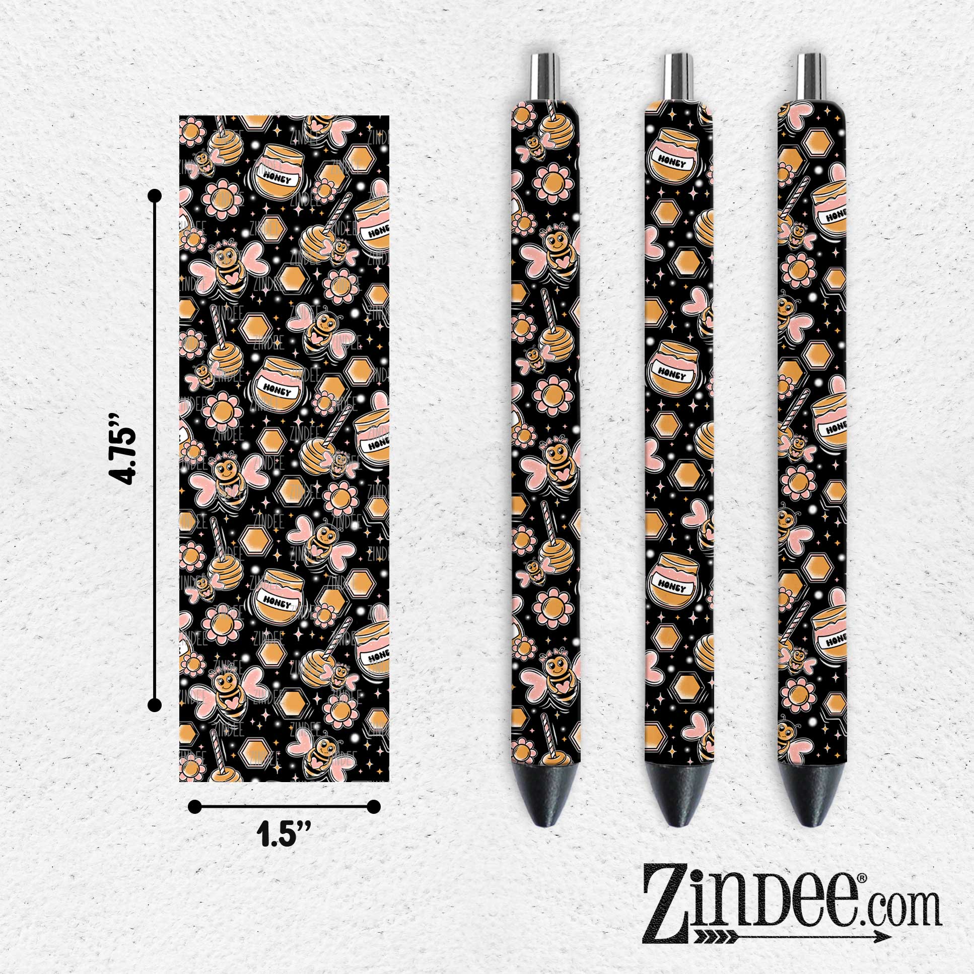 Valentines Bees VINYL Pen Wrap