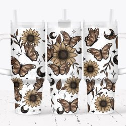 Sunflower Butterflies UV DTF Tumbler Wrap 40oz