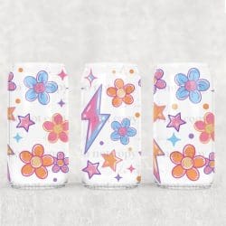 Rainbow Doodles UV DTF Glass Can Wrap