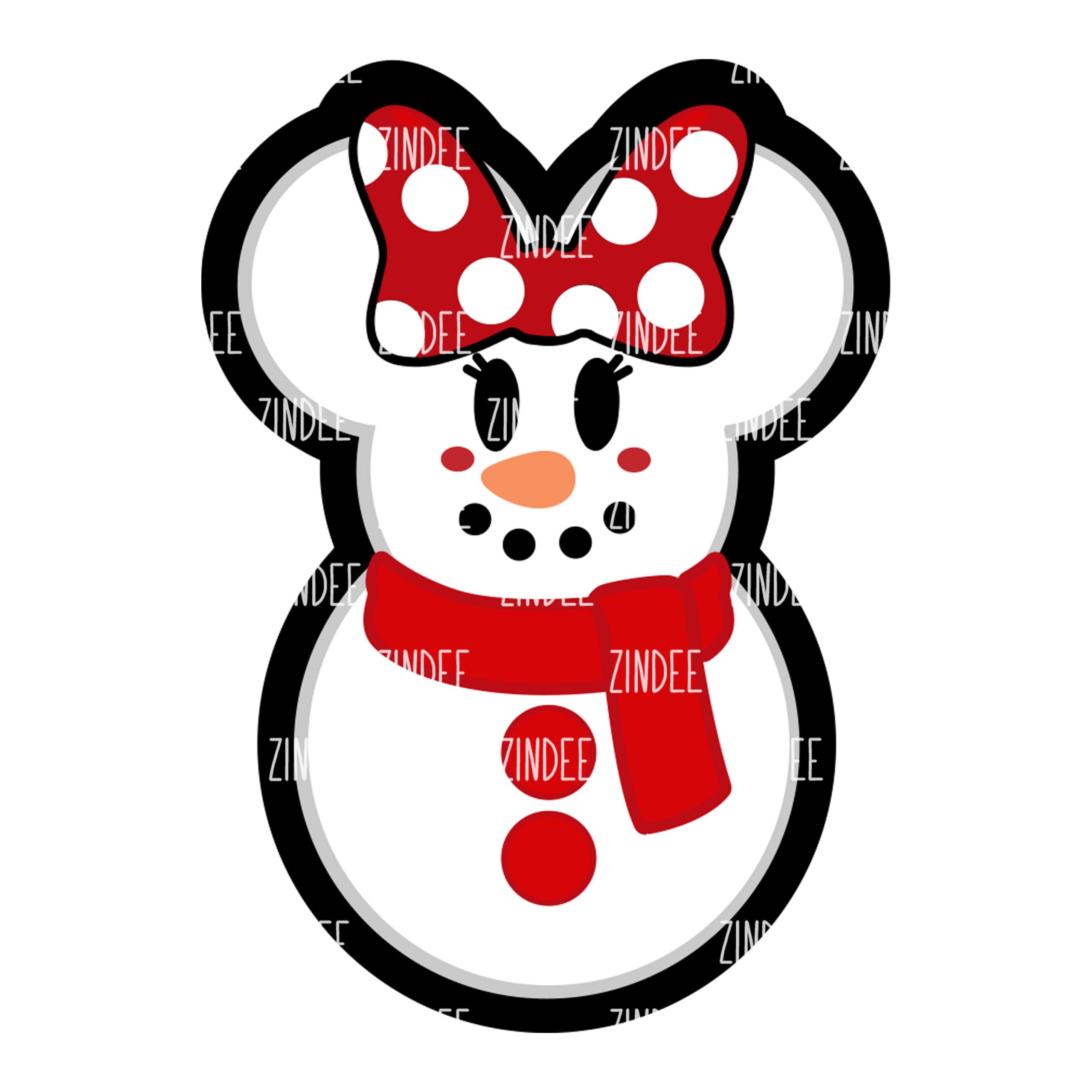 Girl Mouse Snowman Acrylic Blank- Sticker- UV DTF (1.5 inch)