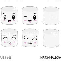 Marshmallow (sticker sheet) .5" White Gloss
