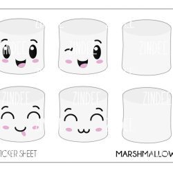 Marshmallow (sticker sheet) .75" White Gloss