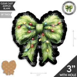 Tree Lights Bow Acrylic Blank- Sticker- UV DTF (3 inch) - Image 2
