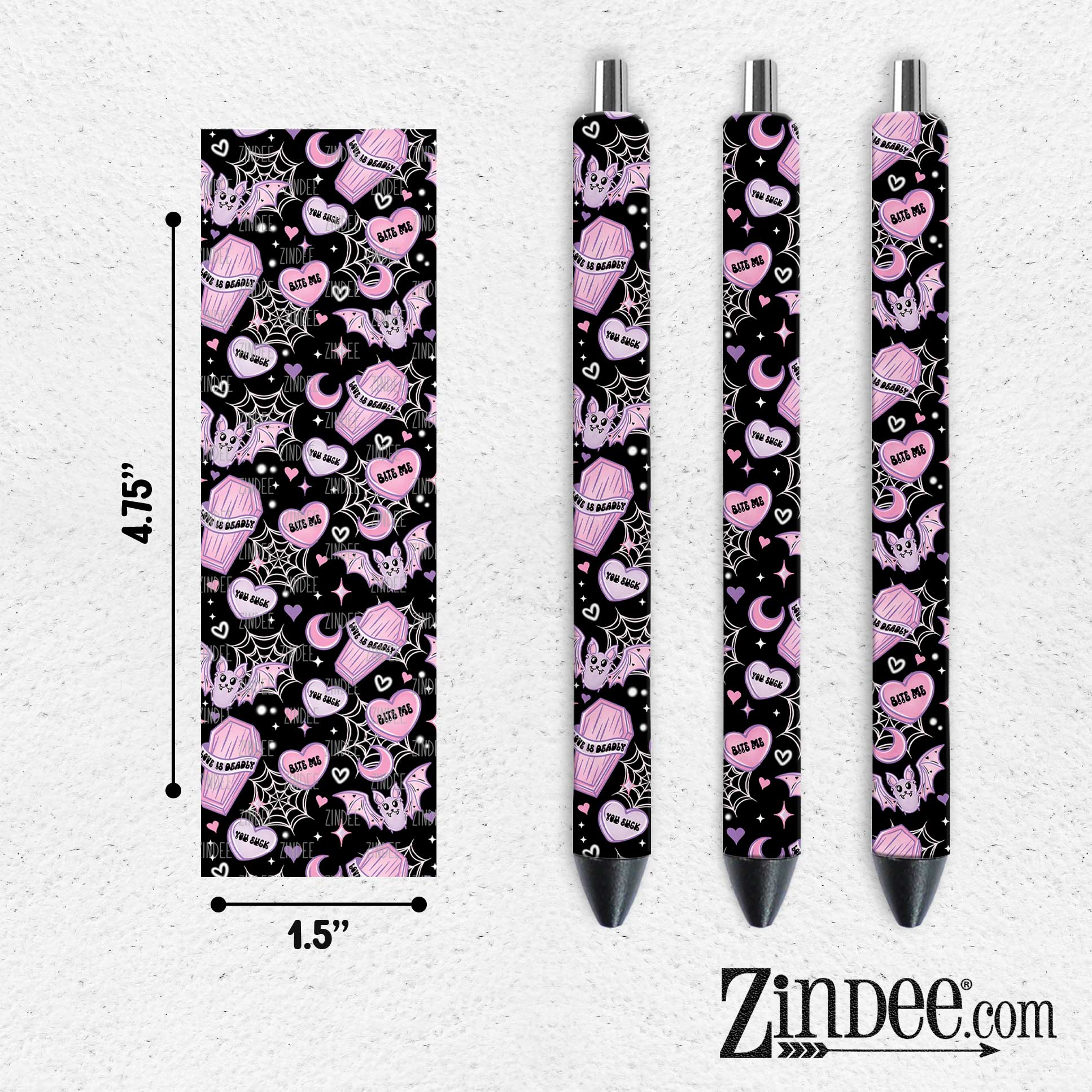 Bat Valentines Day VINYL Pen Wrap