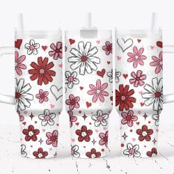 Floral Hearts UV DTF Tumbler Wrap 40oz