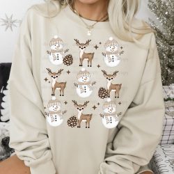 Snowman and Deer Grid DTF Transfer
