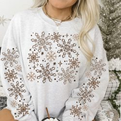 Neutral Snowflakes DTF Transfer (w/optional sleeve design)