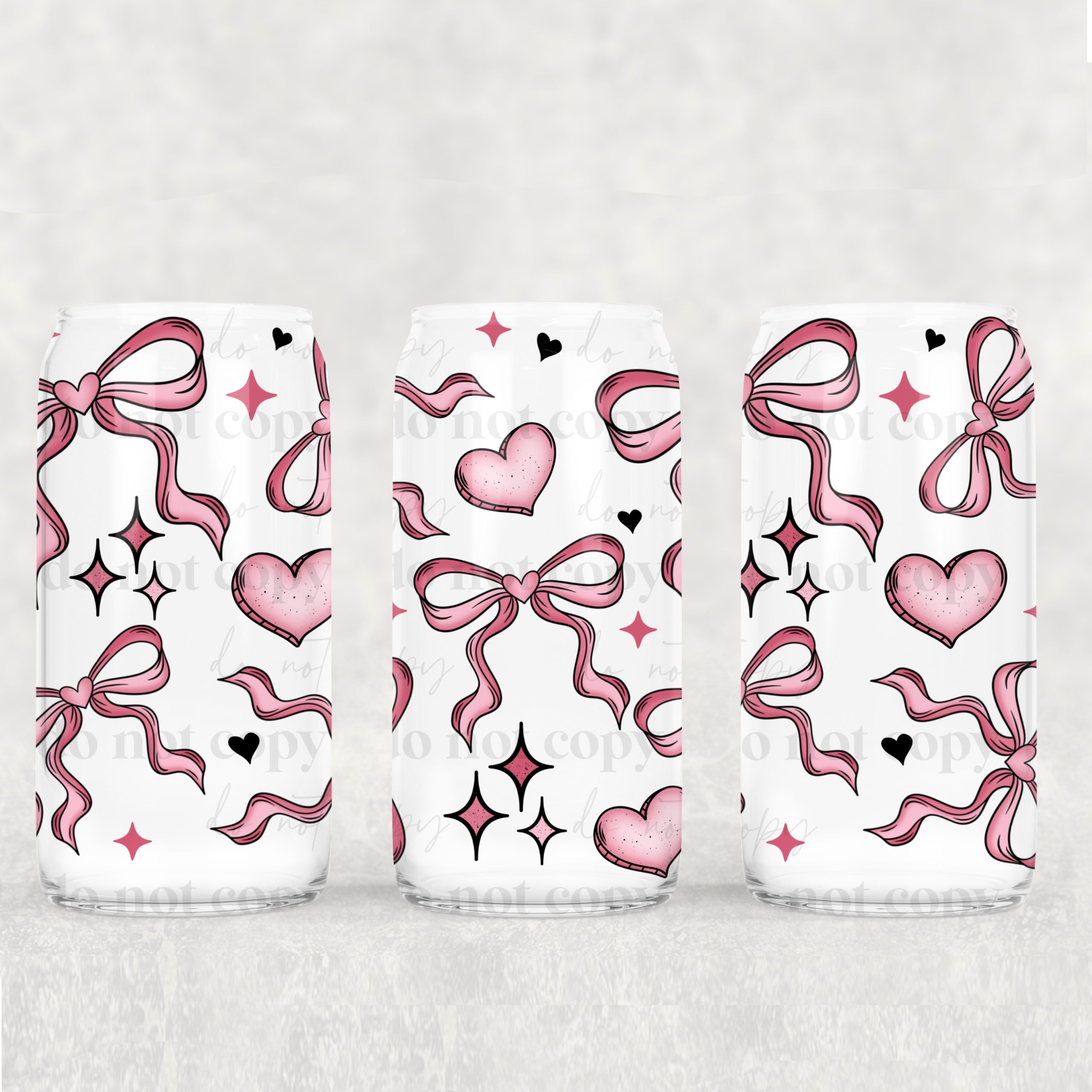 Heart Bows UV DTF Can Wrap