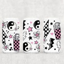Pink Checker Tumblers UV DTF Can Wra