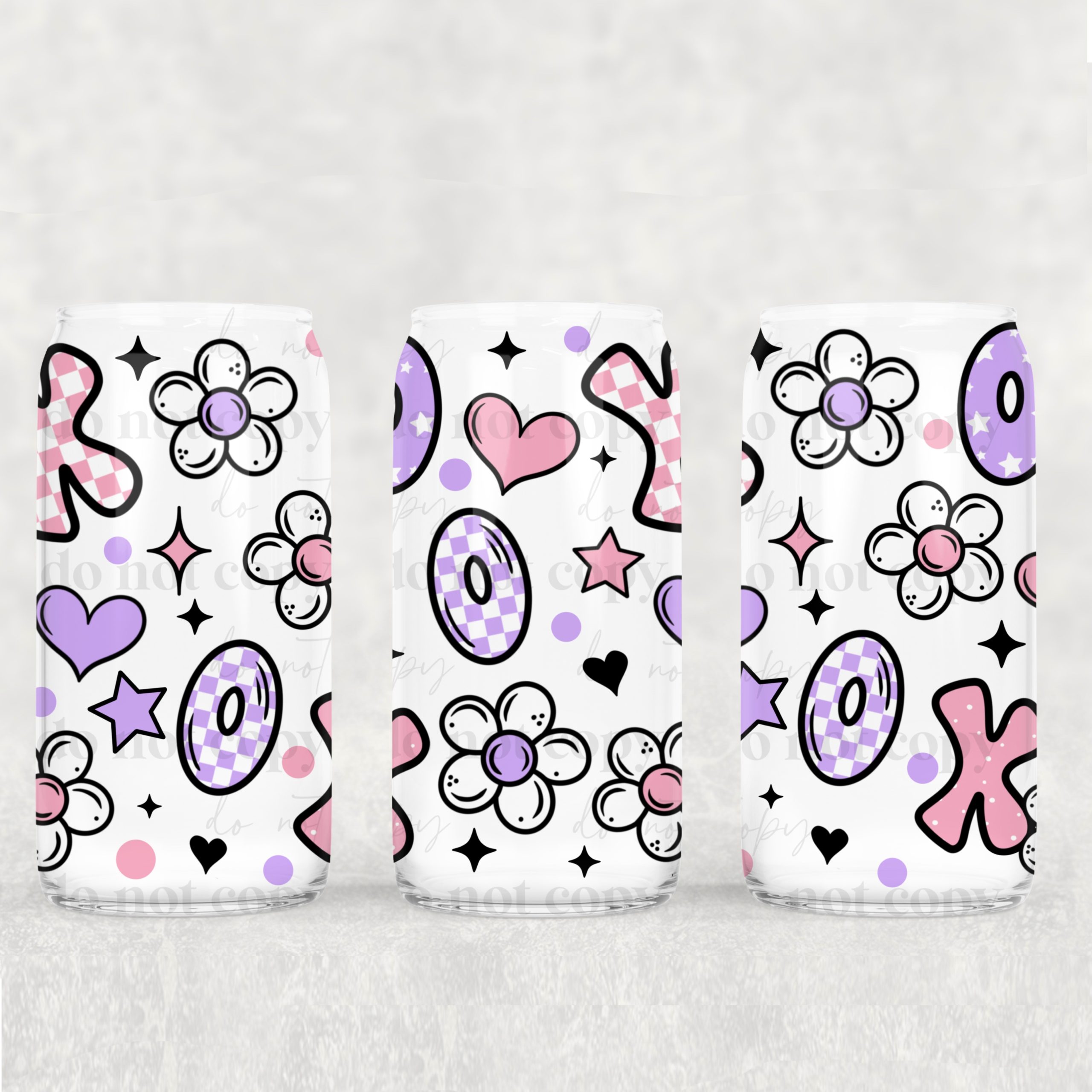 XOXO Flowers UV DTF Can Wrap