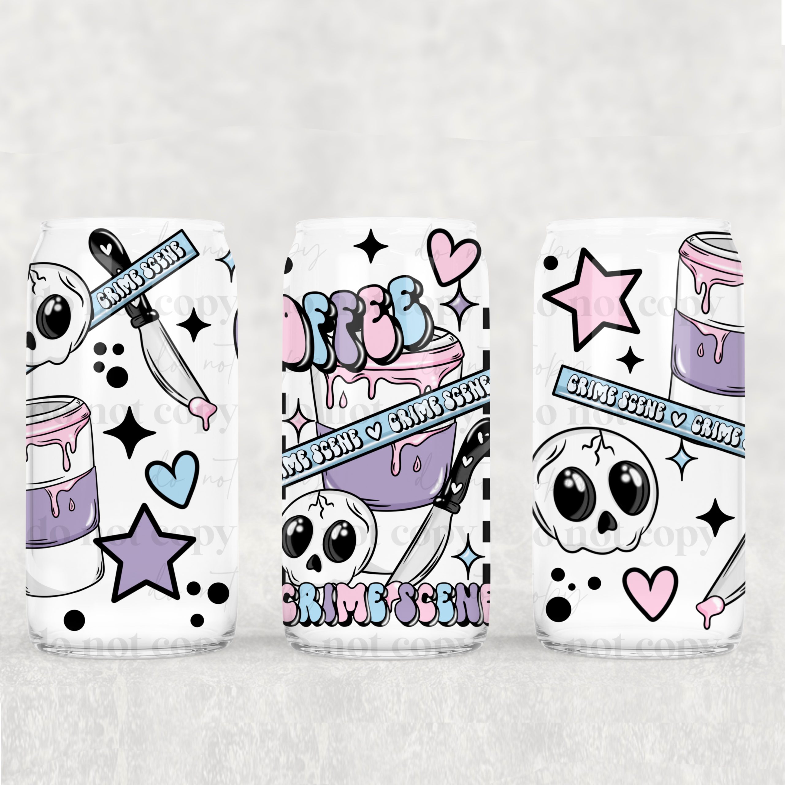 Coffee Crime Scenes UV DTF Can Wrap