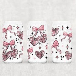 Disco Cherry Hearts UV DTF Can Wrap