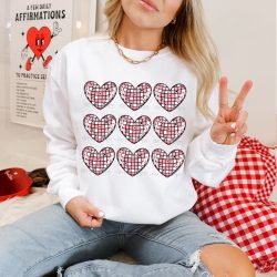 Disco Hearts Grid DTF Transfer