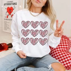 Disco Hearts Grid DTF Transfer