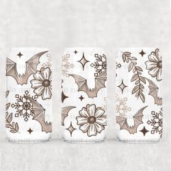 Neutral Floral Bat UV DTF Can Wrap