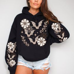 Neutral Floral Bats DTF Transfer (w/optional sleeve design)