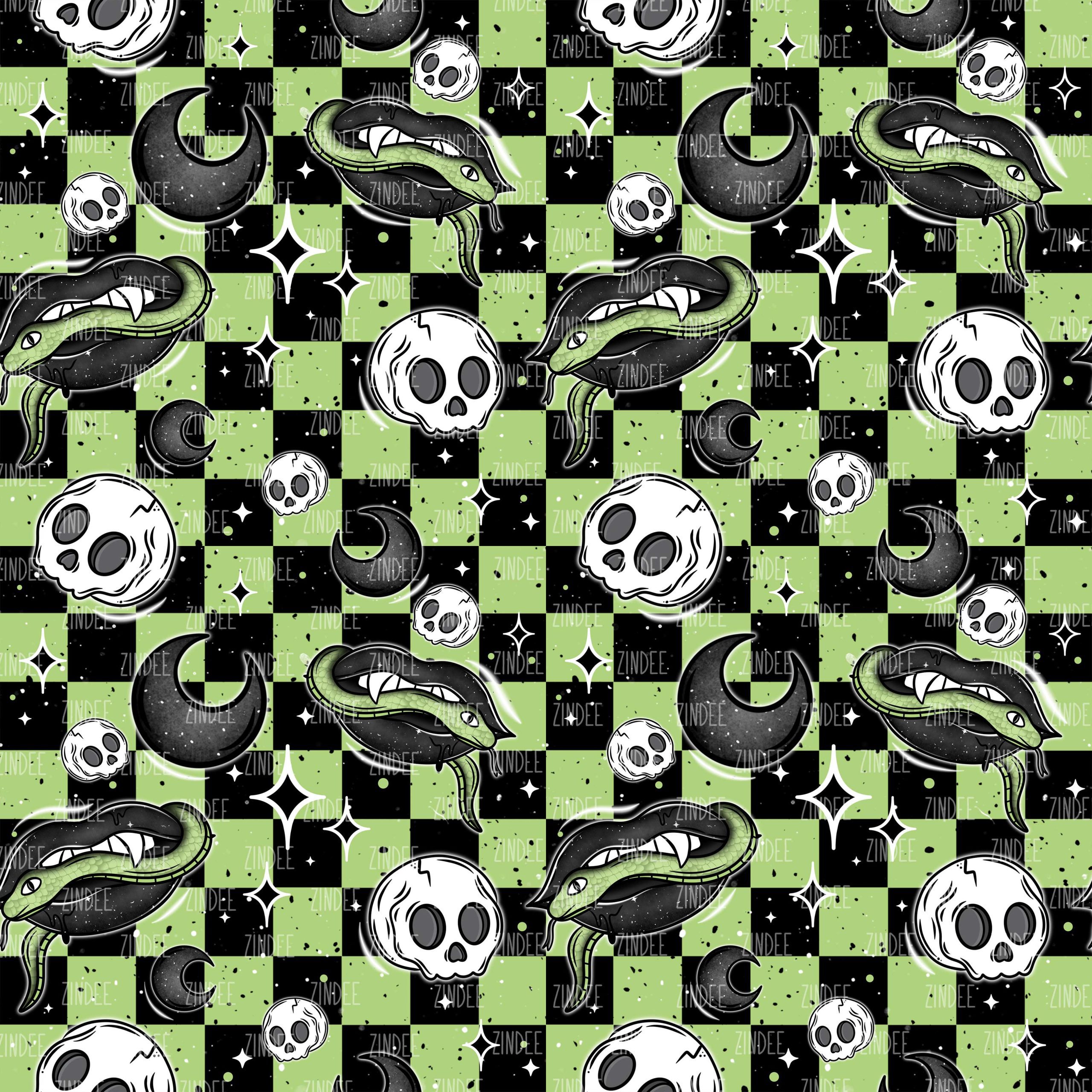 Snakes And Skulls Checkers seamless (vinyl)