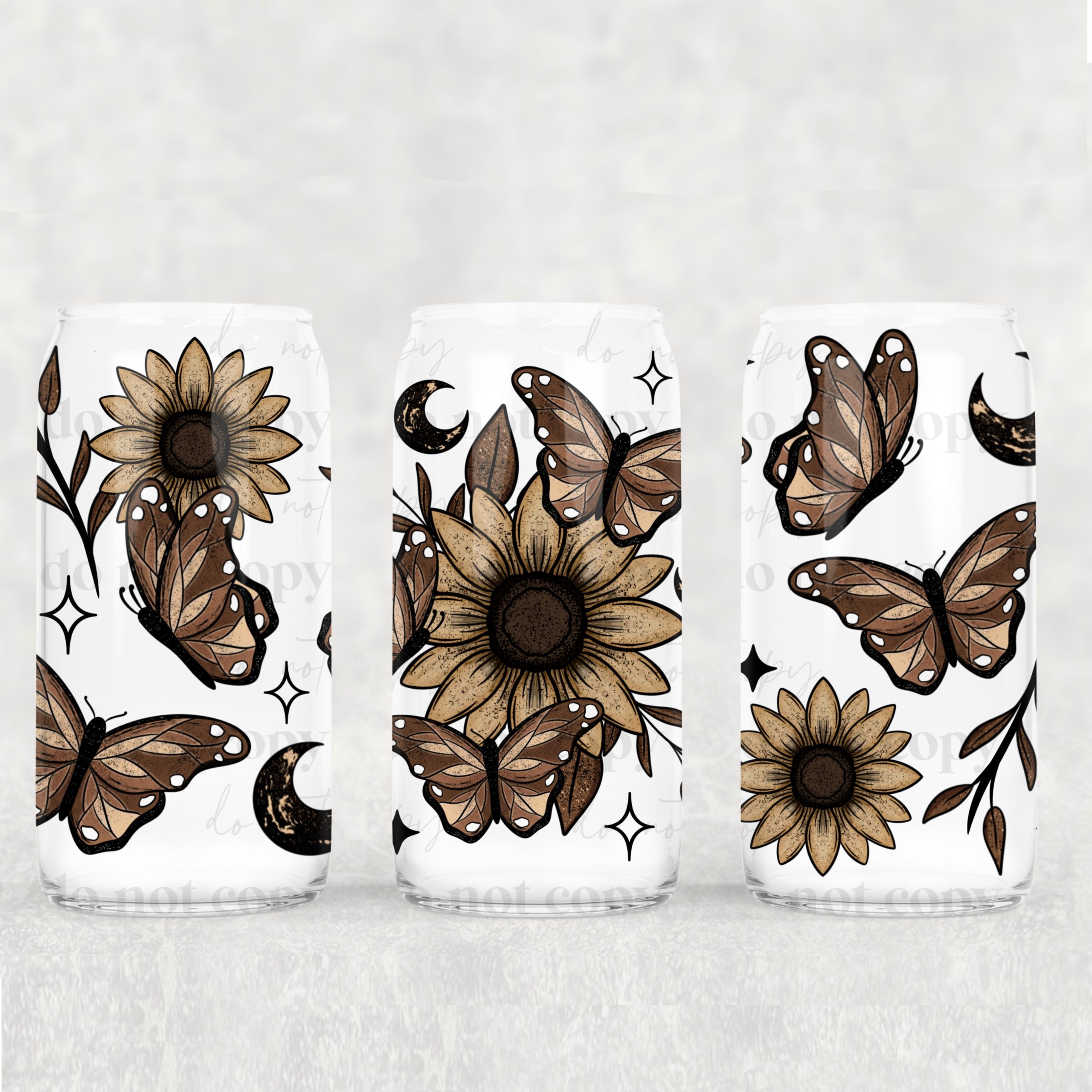 Sunflower Butterflies UV DTF Can Wrap