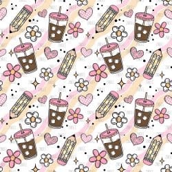 Teacher Iced Coffee seamless (vinyl)