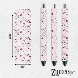 Valentines Day Ghost Checker Stars VINYL Pen Wrap