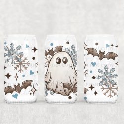Winter Snowflake Ghost UV DTF Can Wrap