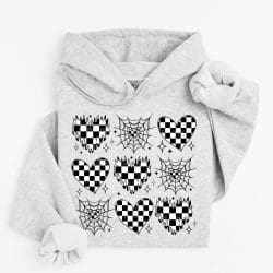 Black And White Heart Grid DTF Transfer