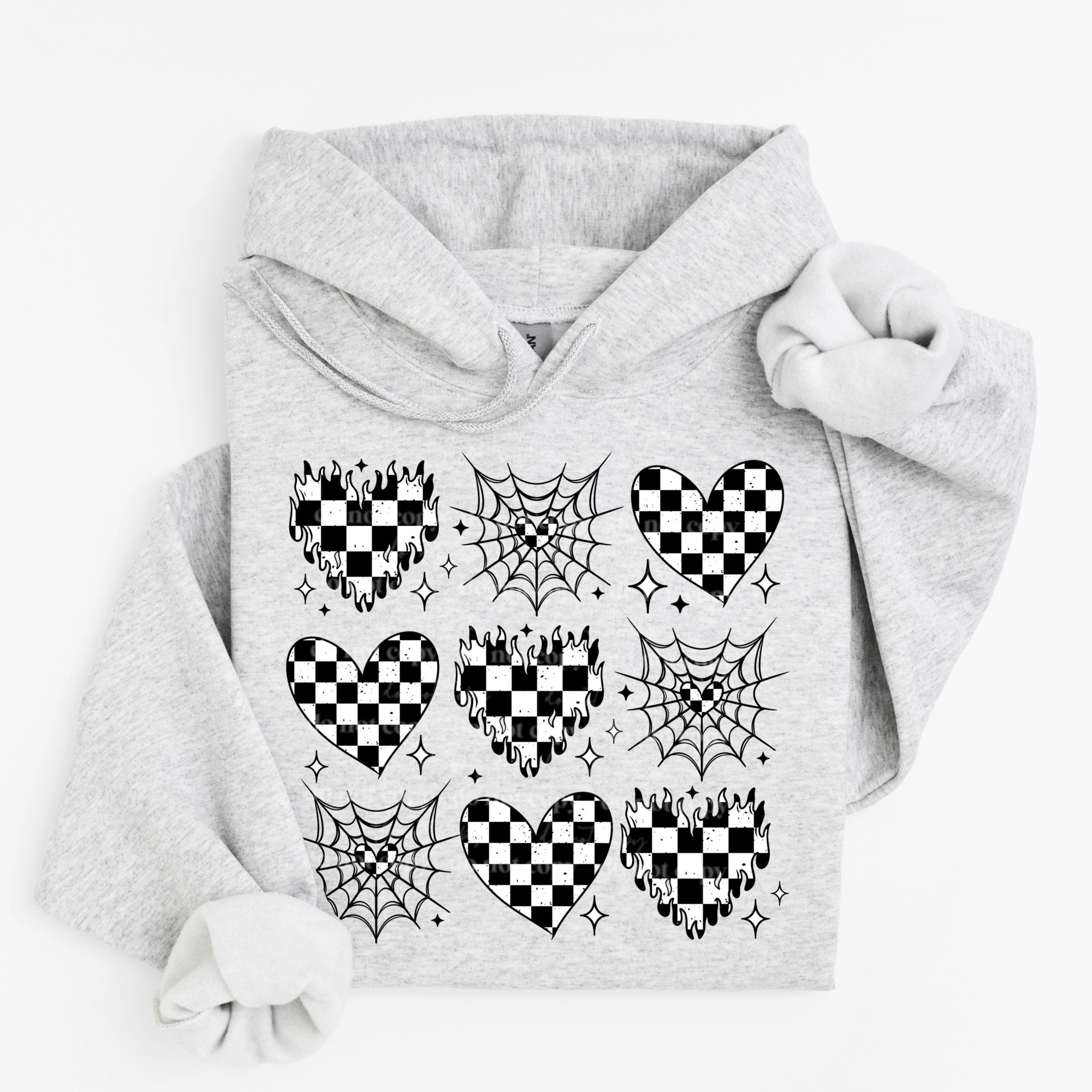 Black And White Heart Grid DTF Transfer