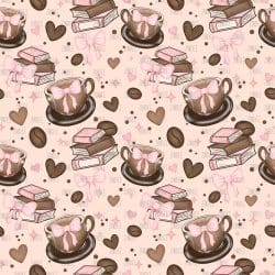 Coffee Bow And Books seamless (vinyl)
