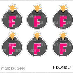 F Bomb (sticker sheet) .7" White Gloss