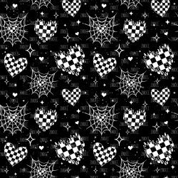 Flame White Checkered Hearts seamless (vinyl)
